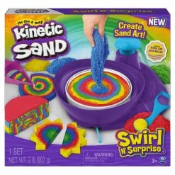 Promo 🔔 Spin Master Kinetic Sand, Swirl N' Surprise Playset With 2lbs Of Play Sand, Including Red, Blue, Green, Yellow And 4 Tools ❤️