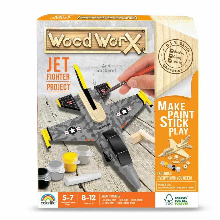 New ⭐ Colorific Wood WorX Mini Jet Plane ✨ 3 New ⭐ Colorific Wood WorX Mini Jet Plane ✨