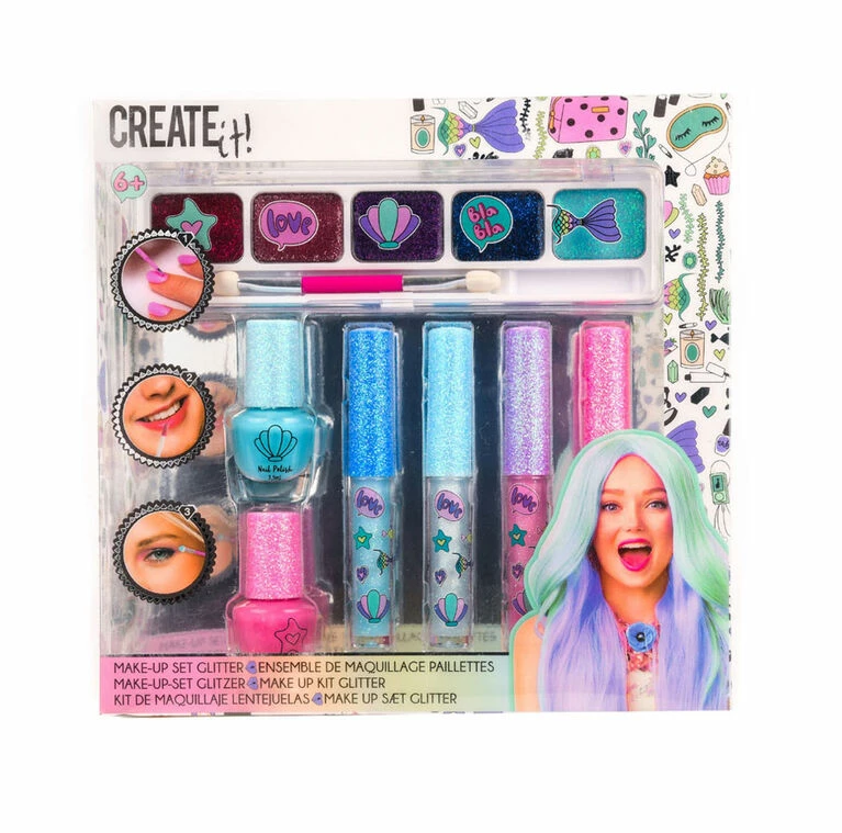 Outlet ⭐ Imports Dragon CREATE IT! Makeup Set Glitter Mermaid 7-Pieces 👍 3 Outlet ⭐ Imports Dragon CREATE IT! Makeup Set Glitter Mermaid 7-Pieces 👍